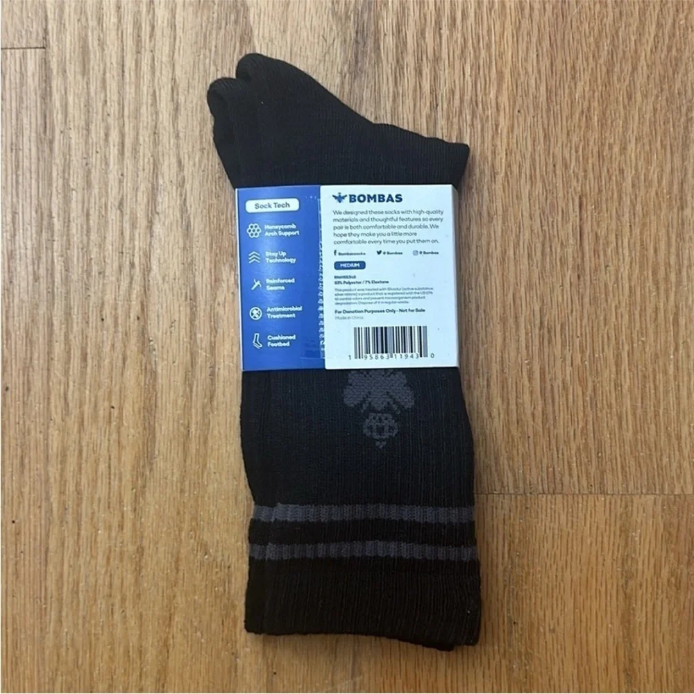 ❤️ 🆕 BOMBAS BLACK HIGH SOCKS SIZE LARGE